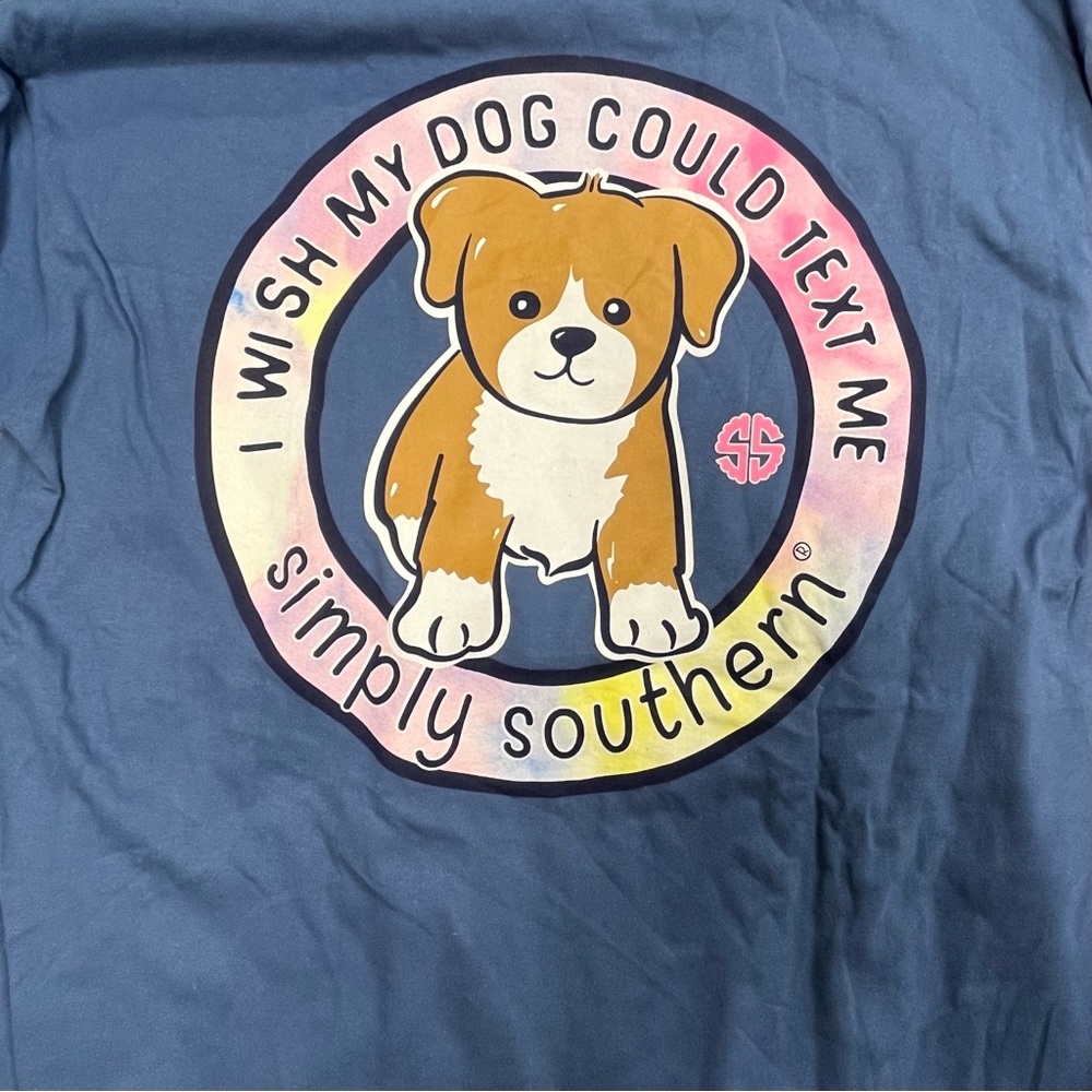 Simply southern size medium blue long sleeve shirt with dog and phrase on back. - Picture 7 of 8